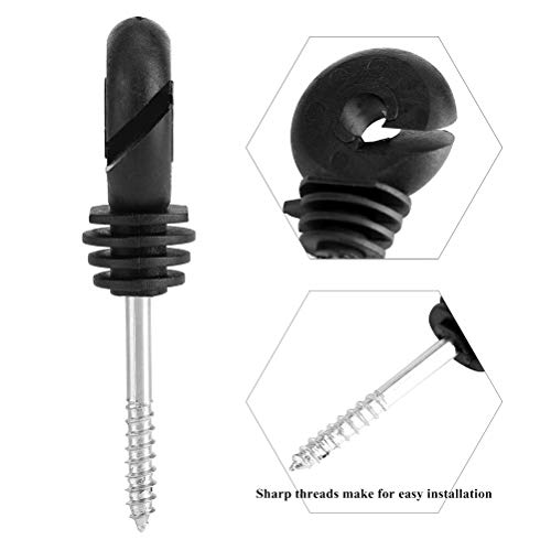 Ring Insulator, Vankcp 20Pcs Black Electric Fence Insulator Screw-in Insulator Fence for Electric Fence Accessories