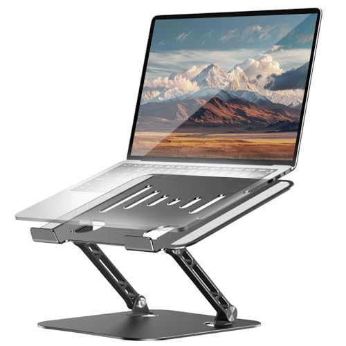 LINTYLE Adjustable Laptop Stand, Aluminum Portable Laptop Riser for Desk ...