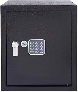 Yale YSV/390/DB1 Large Value Safe, Digital Keypad, LED Light Indicators, 15mm Steel Locking Bolts, Emergency Override Key, Wall And Floor Fixings, Black Finish, 40 Litre Capacity 39 x 35 x 36 cm