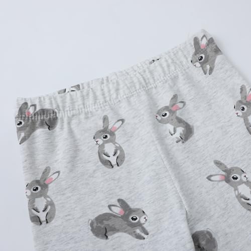 Image of HILEELANG Toddler Girl Easter Outfit Spring Summer Cotton Leggings Pants Tees Shirts Clothing Sets