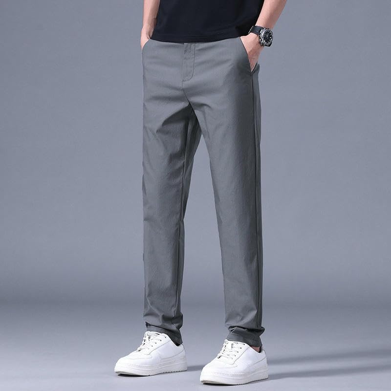Men's Summer Thin Ice Silk Cotton Slim Straight Versatile Casual Pants 6