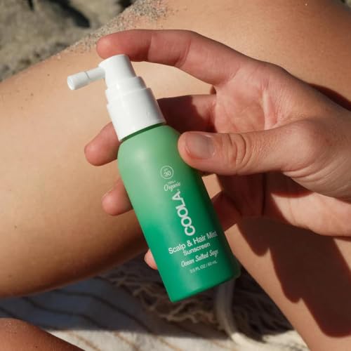 Image of COOLA Organic Scalp Spray & Hair Sunscreen Mist with SPF 30, Dermatologist Tested Hair Care for Daily Protection, Vegan and Gluten Free, Ocean Salted Sage,2 Fl Oz (Pack of 2)