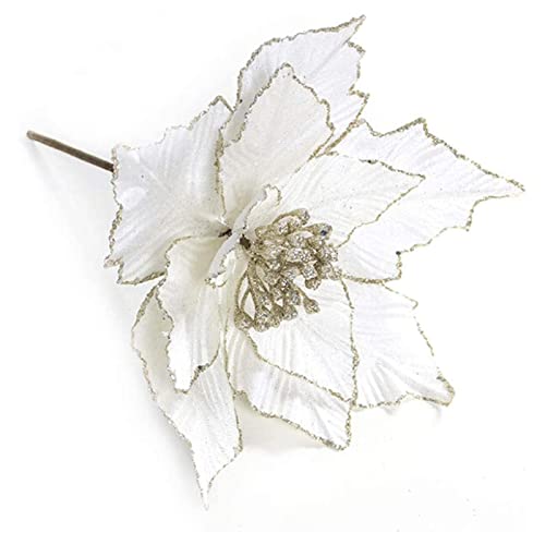 Poinsettia flores artificiales decorativas con tallos como adorno para bodas de invierno