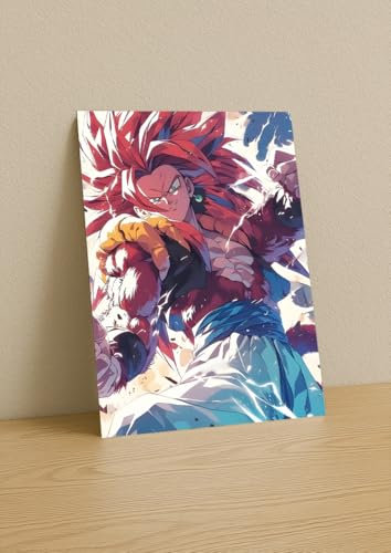 Image of NIJUKA Anime Printed A4 Size Metal sheet Poster For Home And Room Decoration | For Anime Art Fans Boys And Girls (Gojeta SS4 Power Up Look)