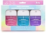 Ensemble de désinfectant pour les mains HOLLY & BLU, Just Peachy, Rainwater Glow, Luxe Lavender, 30 mL chacun, 3-pack