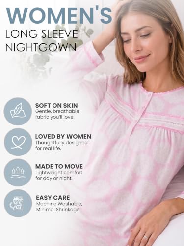 Image of Casual Nights Women's Cozy Long Sleeve Fleece Nightgown
