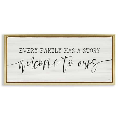 Family Story Welcome Sign, 13 x 30 Inch Canvas in Floater Frame