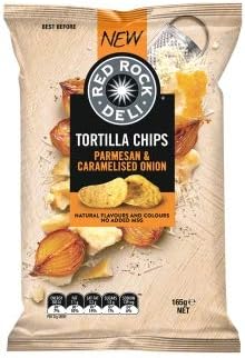 Red Rock Deli Parmesan & Caramelised Onion Tortilla Chips 165gm x 15