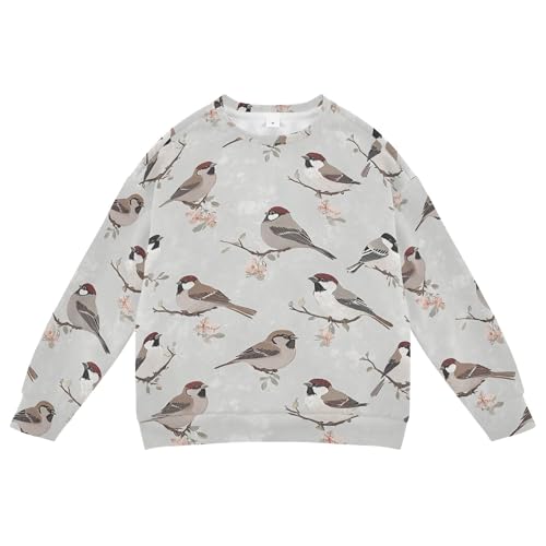 JUNZAN Cute House Sparrow Birds Little Girls Pullover Hoodie Fleece Sweatshirt With Hoodie Camping 4T
