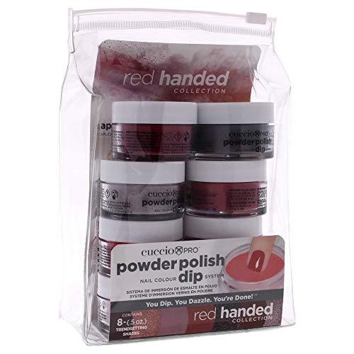 Cuccio Pro Powder Polish Nail Colour Dip System - Red Handed 8 X 0.5 Oz, 8count