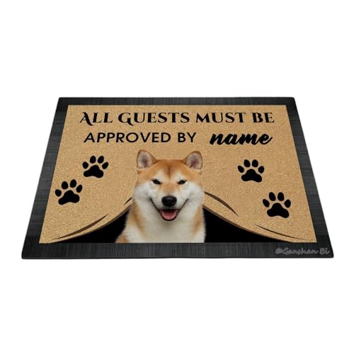 Ganshan Bi Funny Shiba Inu Dog Welcome Door Mat All Guests Must Be Approved Floor Mat Custom Doormat Home Decoration Gift for Dog Lover 27.5