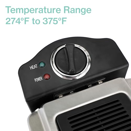 2 L / 2.1 Qt Stainless Steel Immersion Electric Deep Fryer 1400 W - Drip-Hook Basket - Precise Temperature Control - Lid w. Viewing Window - Odor Filter by TheDisplayGuys