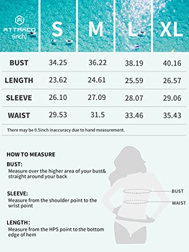 Attraco Women's Rash Guard Long Sleeve Shirts Sun Protection Diving Rushguard Shirt Blue Xl #TOP6