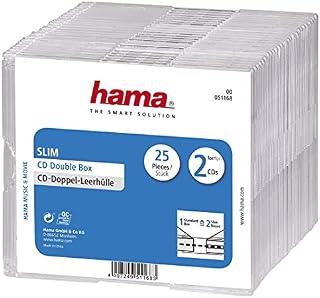 Hama 51168 Slim CD Double Cases Pack of 25 - Transparent