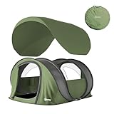 Outsunny Tenda da Campeggio Pop Up 4 Persone, Tenda Familiare con 2 Porte, 2 Finestre e Im...
