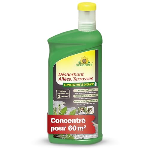 Neudorff Désherbant Allées Terrasses concentré, Pulvérisateur 1 l – Élimination des mauvaise herbes, Desherbant pulvérisateur, Désherbant total pour cours, trottoirs et terrasses Neudorff Désherbant Allées Terrasses concentré, Pulvérisateur 1 l – Élimination des mauvaise herbes, Desherbant pulvérisateur, Désherbant total pour cours, trottoirs et terrasses