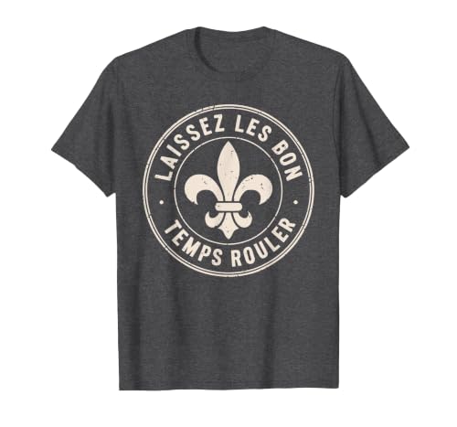 Laissez les Bon Temps Rouler Mardi gras Fleur de lis T-Shirt, Men, Dark Heather Grey, Small