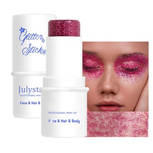 GL-Turelifes Face Body Glitter Stick, Mermaid Face Glitter Gel, Waterproof Fine Glitter for Face/Body/Hair/Eyes/Lip,Holographic Sequins Paint,Sparkling Face Glitter Makeup Body Glitter (#01 Rose Red)