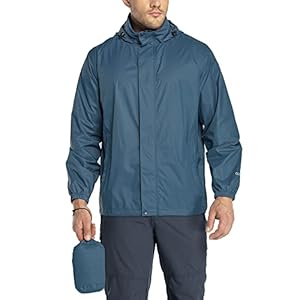 33,000ft Men’s Lightweight Waterproof Outdoor Jackets Windproof Rain Shell Jacket Packaway Hooded Raincoat for Golf Fishing Cycling