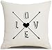 Epinki Taie d'oreiller 40x40, Housses de Coussins Flèche de Coeur Love Housse de Coussins en Lin, Noir Blanc