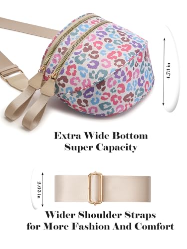 Image of Pure Colour Crossbody Bag Bum Bag for Women,Spacious Purse Fanny Packs Belt Bag,Oversized Bum Bag (Colorful Leopard Print Bum Bag)