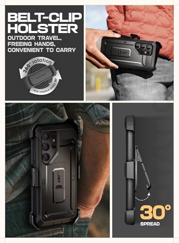 Image of SUPCASE for Samsung Galaxy S25 Ultra Case with Stand (Unicorn Beetle Pro), [2 Front Frames] [Built-in Screen Protector & Belt-Clip] Military-Grade Protection Phone Case for S25 Ultra 6.9 Inch, Black