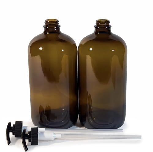 Vivaplex, 2, Large, 32 oz, Empty, Amber Glass Bottles with Black Lotion Pumps4