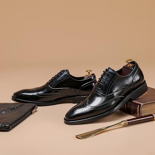 Men's Business Casual Dress Shoes Classic Wingtip Lace-Up Brogues Modern Formal Leather Oxfords3