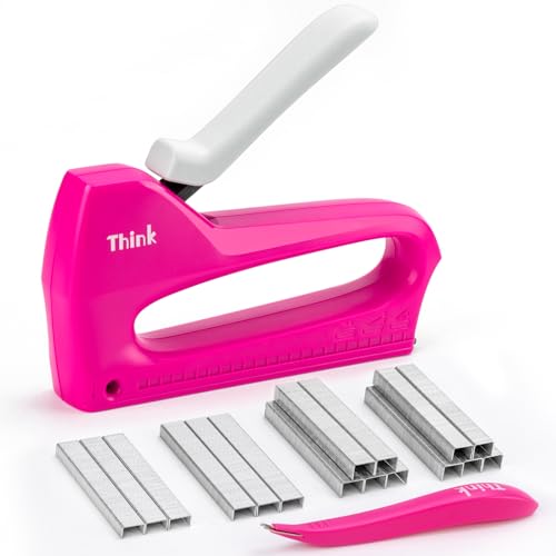 THINKLEARN Light Duty Staple Gun for Wood - Pink 4-in-1 Upholstery Staple Gun with 1600pcs JT21 Staples and Staple Remover, Fabric Staple Gun for Upholstering, Staple Gun for Crafts, DIY, Decoration