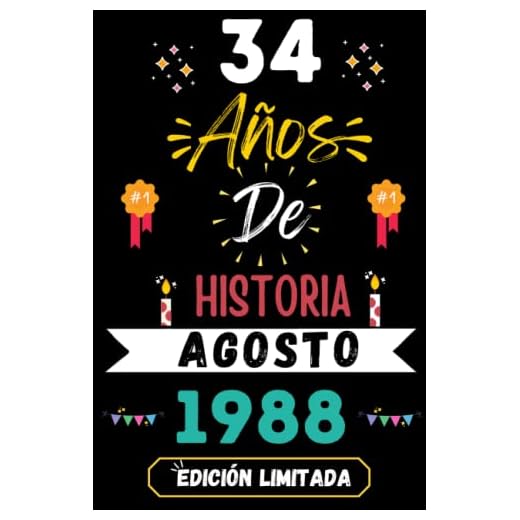 CUADERNO, 34 AÑOS DE HISTORIA AGOSTO 1988 EDICIÓN LIMITADA: Regalo de 34 cumpleaños para mujeres y hombres, ideas de 34 cumpleaños... un cumpleaños... ... regalo de 34 cumpleaños para él/ella.