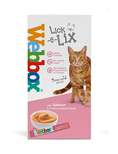 Webbox Lick-e-Lix Unique Tasty Cat Treats Box (All Flavours) 5-7 Treats Per Pack Lick-e-Lix Salmon 5 Pack, 5 Pack