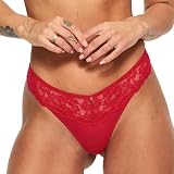 Ann Summers Sexy Lace Thong Low-Rise Knicker for Women Red