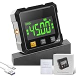 Magnetic Digital Angle Finder with Dual Laser & LED Display, 4-Side Strong Magnetic Base, USB Rechargeable Level Gauge, ±0.2° Precision Inclinometer for Woodworking & Miter Saw