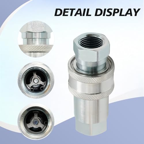 Image of 2Pcs 1 /2 inch Hydraulic Quick Connect Tractor Coupler, ISO 7241-A Ball Valves Type Hydraulic Quick Coupler, Quick Connect Coupling with Dust Caps
