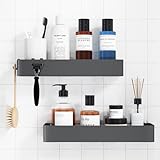 Kitsure X-Large Shower Caddy - 2 Pack Adhesive Shower Organizer, Drill-Free Shower Shelves for Inside Shower, Rustproof Stainless Steel Shower Rack for Bathroom, Dark Grey