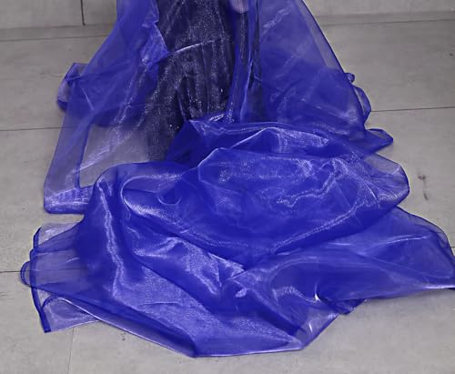 Image of MDS Pack of 45 Yard Bridal SOLID Sheer Organza Fabric Bolt for Wedding Dress ,Fashion, Crafts, Decorations Silky Shiny Organza 44aa‚¬A- Royal Blue