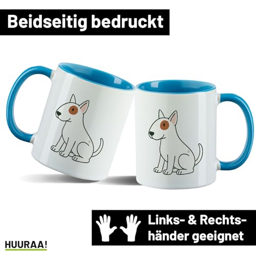 Huuraa Becher Bullterrier Comic Bulli Geschenk 330ml Blau Bullterrier Geschenkidee