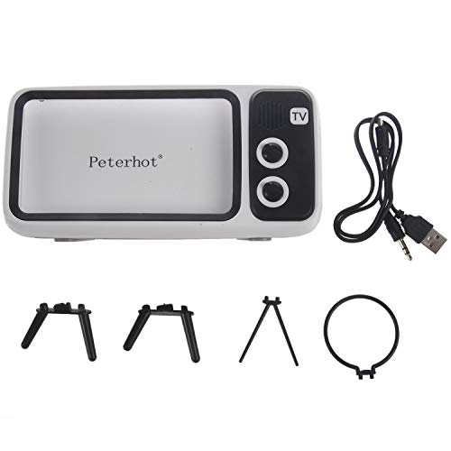 Quystetes 3 en 1 Altavoz InaláMbrico Retro TV Mini Altavoz PortáTil Bluetooth Bass Soporte para TeléFono MóVil Altavoz de Fotos Retro para Regalo
