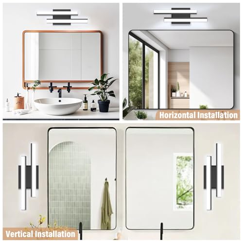 Image of Modern Bathroom Light Fixtures Over Mirror: ETL Certified 18-Inch Retractable Vanity Light Bar for Bathroom, Dimmable LED Black Bathroom Lamp IP44 - Wall Light Fixture 5700K Cool White(1 Pack)