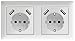 Produktbild 230 V Steckdose mit 2 x USB Ladegeräten, Schuko Wandsteckdose Unterputz, passend für Gira System 55, Jung AS 500, Reinweiß glänzend, Alpinweiß, Weiß, TÜV Rheinland zertifiziert (Doppelsteckdose)