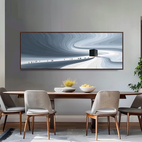 Art mural abstrait impression horizontale de qualite pour decoration epuree noire - 3