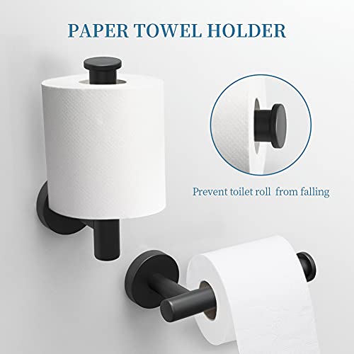 Sofier Black Bathroom Accessories Set 4Pcs Matte Black Bathroom Hardware Set Toilet Paper Holder Towel Ring Towel Hooks Hand Towel Holder Wall Mounted Heavy Duty Stainless Steel #TOP3