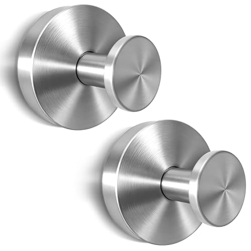 2026 Upgraded Drill-Free Suction Cup Hooks, Stainless Steel Suction Cup Hooks for Shower, Bathroom, Glass,Window, Hanging Towels - 2 Pack
