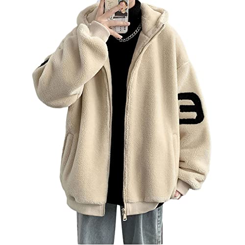 [ZANBANG] ボアジャケット ボアコート メンズ フリースジャケット アウター ジャンパー ファッション モコモコ ゆったり バイカラー カジュアル オーバーサイズ 防寒 厚手 暖かい 冬 裏起毛 大きいサイズ ZS0010 (ホワイト, 3XL) - ZANBANG - 商品画像