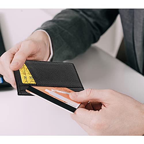 Unaone Slim Minimalist Wallet - Premium Leather Rfid Blocking Front Pocket Wallets With 8 Card Slots And 2 Id Window, Black #TOP6