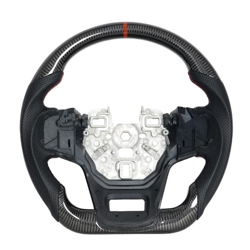 JIANGGAI Real Carbon Fiber Steering Wheel, D-Shaped Flat Bottom Perforated Leather Grip Steering Wheel Fit for Ford Bronco 2021+