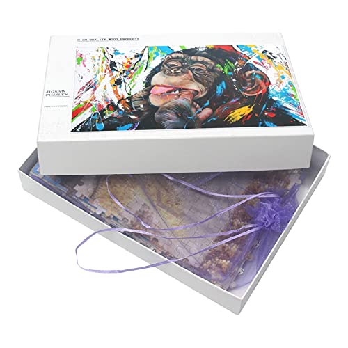 Puzzle 500 pièces Doodle Cadeaux de Cadeau de Singe Mignon coloré Puzzle 500 Pieces Adultes Jouet de décompression intellectuel éducatif Puzzles Jeu de Famille Amusant pour enfan（52x38cm