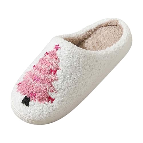 House Slippers for Women Warm Plush Non Slip Wear Resistant Home Slippers Cozy Embroidery Couples Winter House Shoes