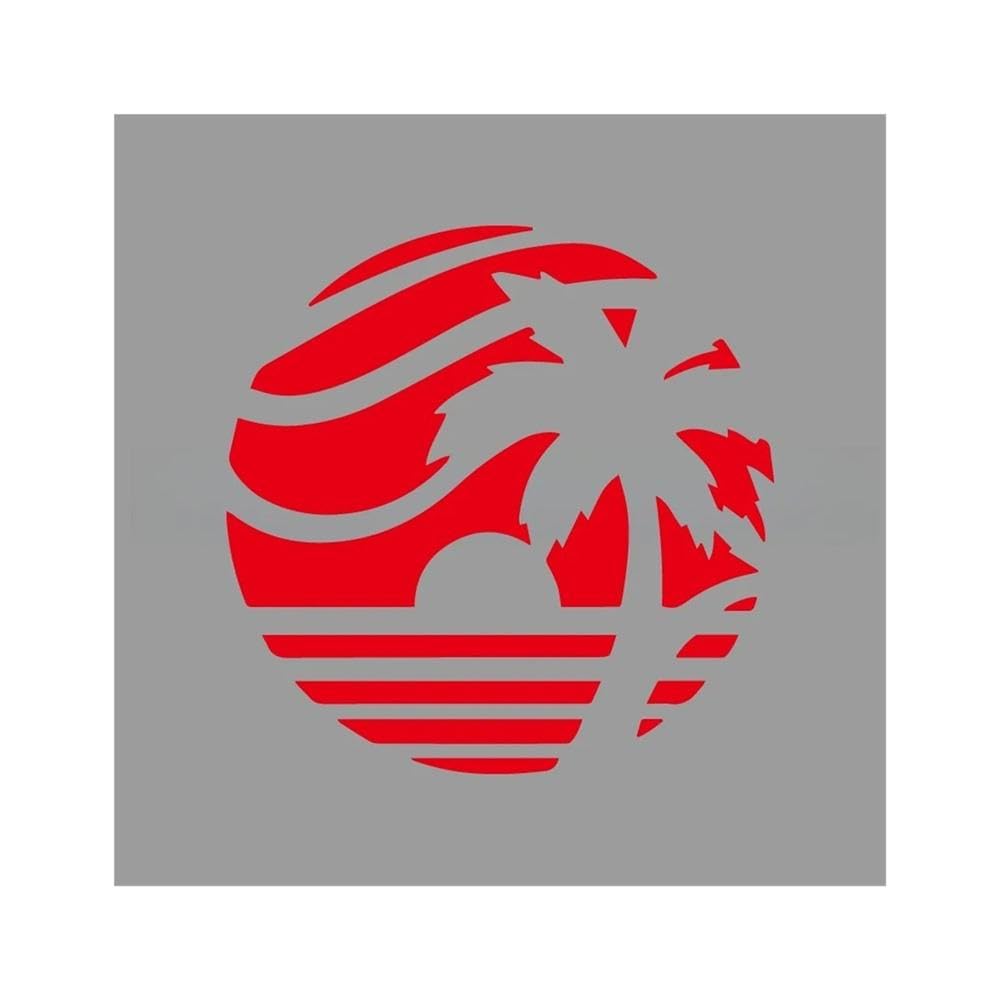 Sunset Coconut Palm Seascape Vinyl Sticker Waterproof Decal for Car Truck Motorcycle Laptop(Red,20x20cm)