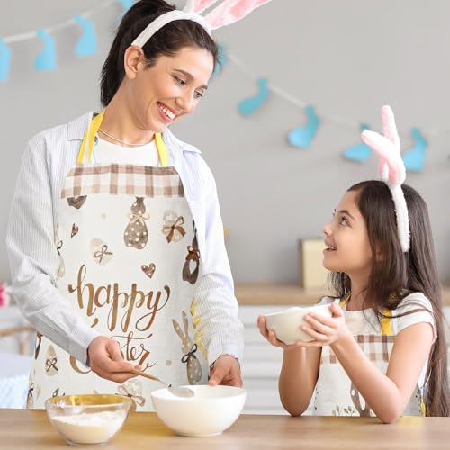 Tablier de cuisine réglable marron lot de 2 linge de maison pâques